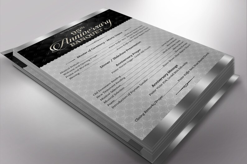 Silver Church Anniversary Program Template, One Sheet Word Template, Publisher Pastor Appreciation 5.5x8.5 inches image 7