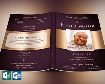 Vintage Dignity Funeral Program Template for Word and Publisher V2 | 8 Pages | Bi-fold to 5.5x8.5 inches