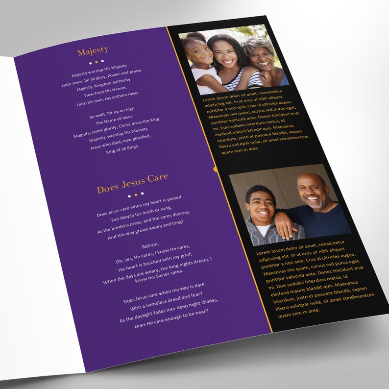 Purple Gold Tabloid Funeral Program Template Word Template, Publisher Celebration of Life 8 Pages 11x17 inches image 8