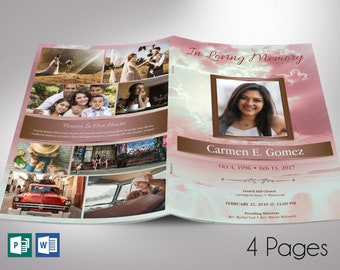 Retro Forever Funeral Program Template | Word Template, Publisher | Celebration of Life | 4 Pages | 5.5x8.5 inches