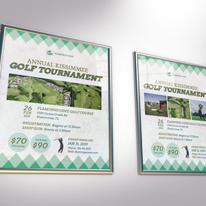 Retro Golf Tournament Poster Template for PowerPoint and Publisher Print Size 22x28 inches image 3