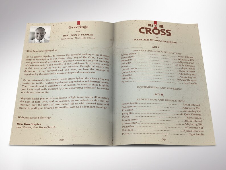 Vintage Easter Sunday Program Template | Canva: Green & Gold 4-page ...