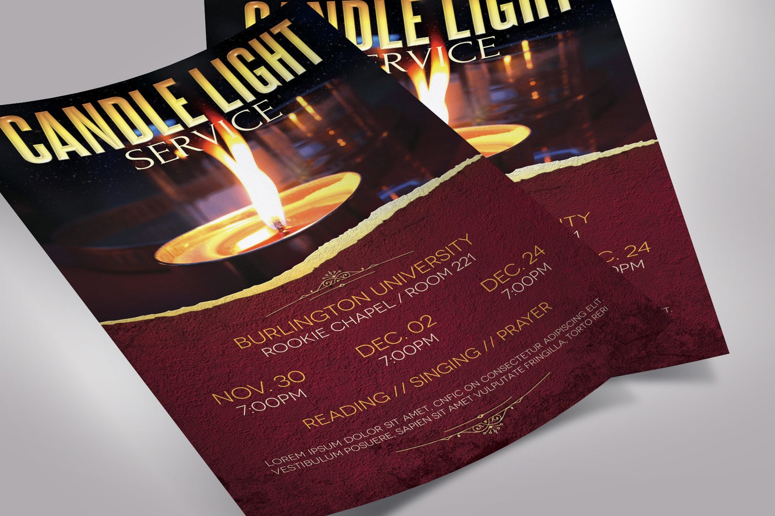 Candle Light Flyer Word Publisher Template V1 5 Backgrounds Etsy