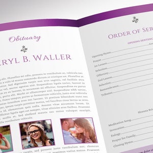 White Purple Tabloid Funeral Program Template, Canva Template, Celebration of Life, Obituary Program, 4 Pages 11x17 in image 8