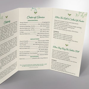 Green Princess Trifold Funeral Program Template Word Template, Publisher Green Beige, Celebration of Life, Memorial Service 11x8.5 in image 6