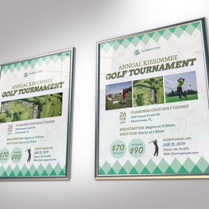 Retro Golf Tournament Poster Template for PowerPoint and Publisher Print Size 22x28 inches image 2