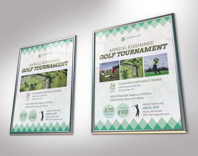 Retro Golf Tournament Poster Template for PowerPoint and Publisher Print Size 22x28 inches image 2