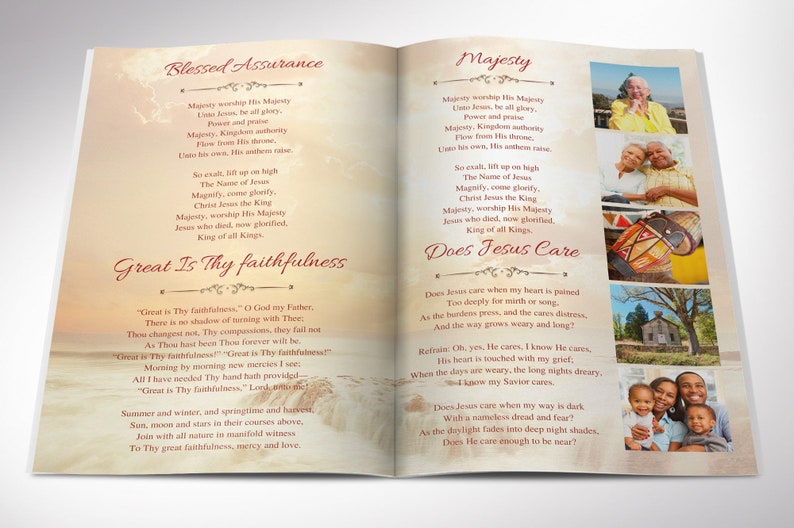 Gold Forever Funeral Program Template, Canva Template Celebration of Life, Obituary Program 8 Pages 5.5x8.5 inches image 4