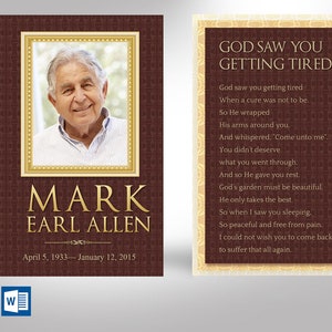 Legacy Funeral Prayer Card Template Set, Word and Publisher, Celebration of Life, In Loving Memory, Funeral Favor for Men, 2.75x4.5 inches