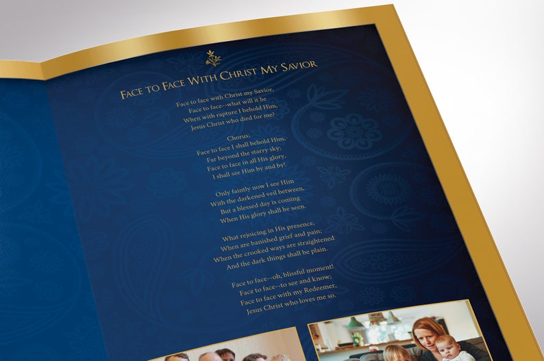 Blue Gold Dignity Funeral Program Large Template Word Template, Publisher V2, Celebration of Life 8 Pages 11x17 in image 10