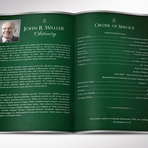 Green Silver Funeral Program Template Word Template, Publisher Celebration of Life, 8 Pages 5.5x8.5 inches image 2