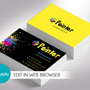 Maler Visitenkarte Vorlage für Canva, CMYK, bedruckbare Print Shop-Karte für Grafikdesigner & Marketingagenten, bearbeitbar 3,5 x 2 Zoll