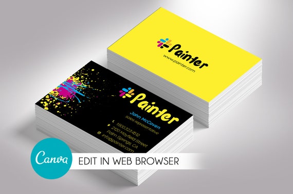 Printer Business Card Template, Canva Template Print Shop Card, Graphic  Designer, Marketing Agent 3.5 X 2 Inches 