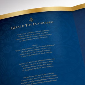 Blue Gold Dignity Funeral Program Large Template Word Template, Publisher V2, Celebration of Life 8 Pages 11x17 in image 8