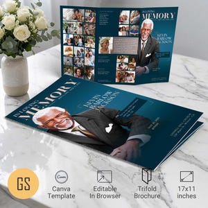 May include: A trifold brochure with a dark teal background and the words "IN LOVING MEMORY" at the top. The brochure features a portrait of Kevin Barlow Jackson and includes the text "17x11 inches".