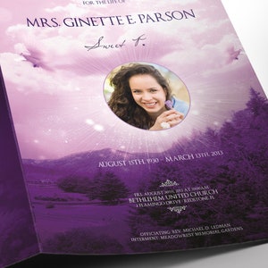 Violet Sky Tabloid Funeral Program Template Word Template, Publisher Celebration of Life 8 Pages 11x17 inches image 7