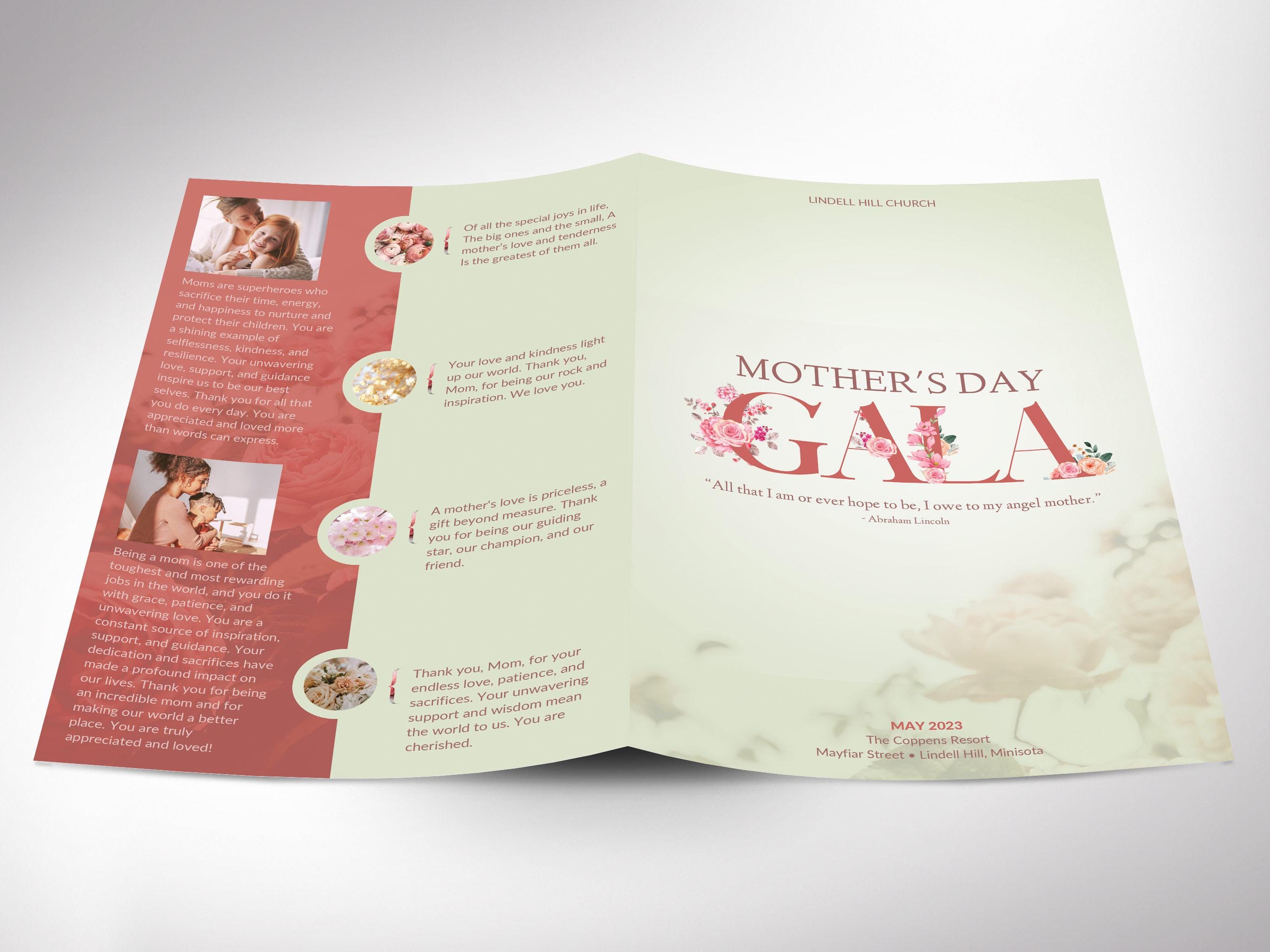 Vintage Mother's Day Program Template | Canva: 4-page Floral Church ...