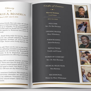 Kings Funeral Program Template Word Template, Publisher Celebration of Life 4 Pages Bifold to 5.5x8.5 inches image 8