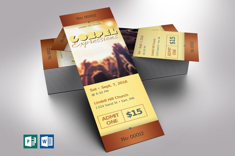 Experience the uplifting spirit of gospel music with our Gospel Concert Ticket Template for Word and Publisher! Sized at 2x6 inches, this beautifully designed ticket template features a radiant yellow and copper background.