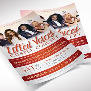 Gold and Red Gospel Concert Flyer Template, Canva Template, Church Invitation, Church Flyer, Worship Event, 3 Sizes image 4