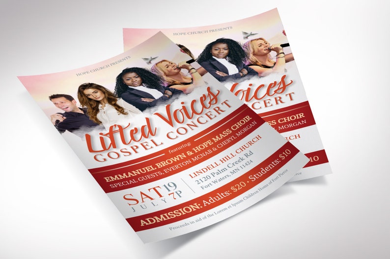 Gold and Red Gospel Concert Flyer Template, Canva Template, Church Invitation, Church Flyer, Worship Event, 3 Sizes image 4