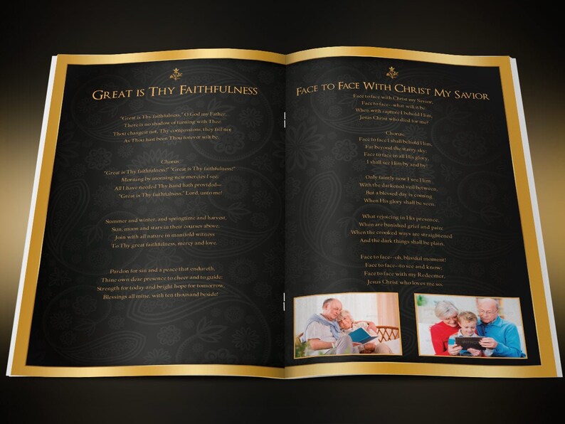 Black Gold Dignity Funeral Program Template, Word Template, Publisher, Celebration of Life, 8 Pages 5.5x8.5 inches image 10