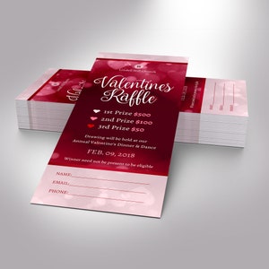 Valentine's Day Raffle Ticket Template: Red Heart Fundraiser (word ...