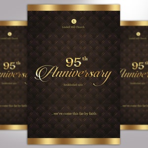 Golden Church Anniversary Program Template Word Template, Publisher One Sheet, Pastor Appreciation 5.5x8.5 inches image 4