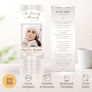 Modèle de marque-page pour funérailles d'amoureux gris plume pour toile, cadeau commémoratif, célébration de la vie, carte mémoire