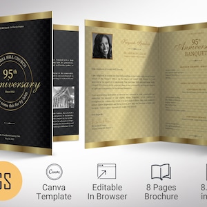 Church Anniversary Program Template: Black & Gold Diamond Design (Canva, Digital Download)