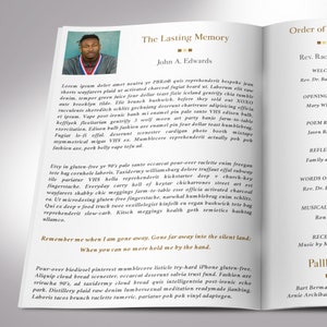 Remember Gold Funeral Program Template Word Template, Publisher Celebration of Life 4 Pages 5.5x8.5 inches image 7