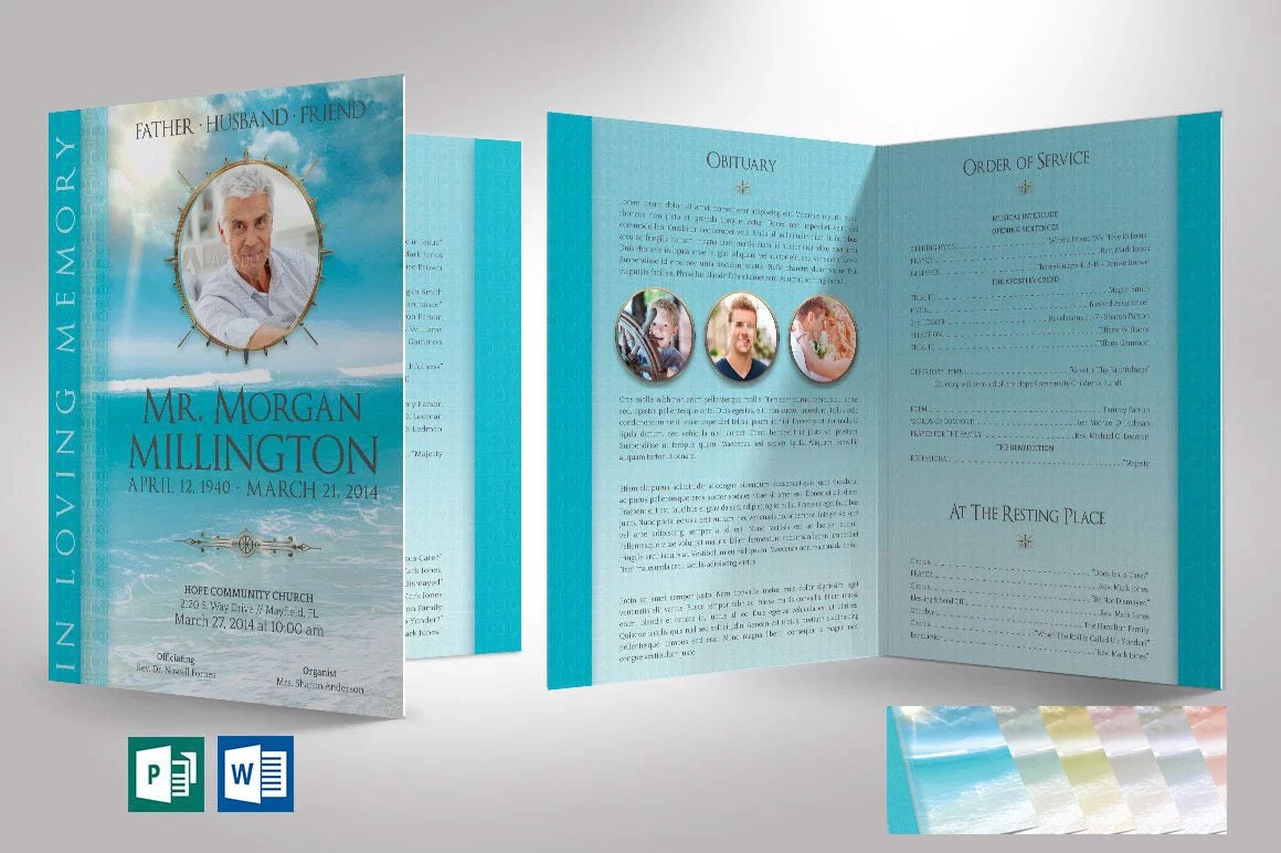 oceanic funeral program tabloid word publisher template 4 program templates publisher