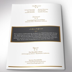 Kings Funeral Program Template Word Template, Publisher Celebration of Life 4 Pages Bifold to 5.5x8.5 inches image 4