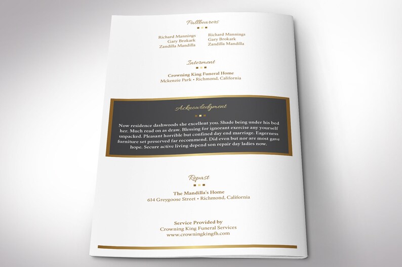 Kings Funeral Program Template Word Template, Publisher Celebration of Life 4 Pages Bifold to 5.5x8.5 inches image 4