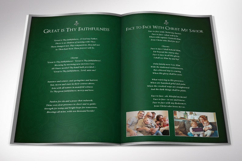 Green Silver Funeral Program Template Word Template, Publisher Celebration of Life, 8 Pages 5.5x8.5 inches image 4