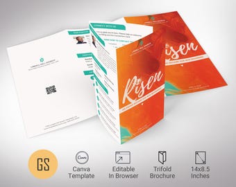 Plantilla para boletín parroquial del Domingo de Pascua: Tríptico legal para el Servicio de Resurrección (8.5x14) Descarga digital