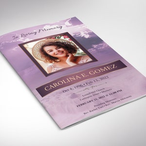 Purple Forever Programme de funérailles, modèle 2, modèle sur toile, célébration d'une vie, programme de nécrologie 8 pages 5,5 x 8,5 pouces image 7