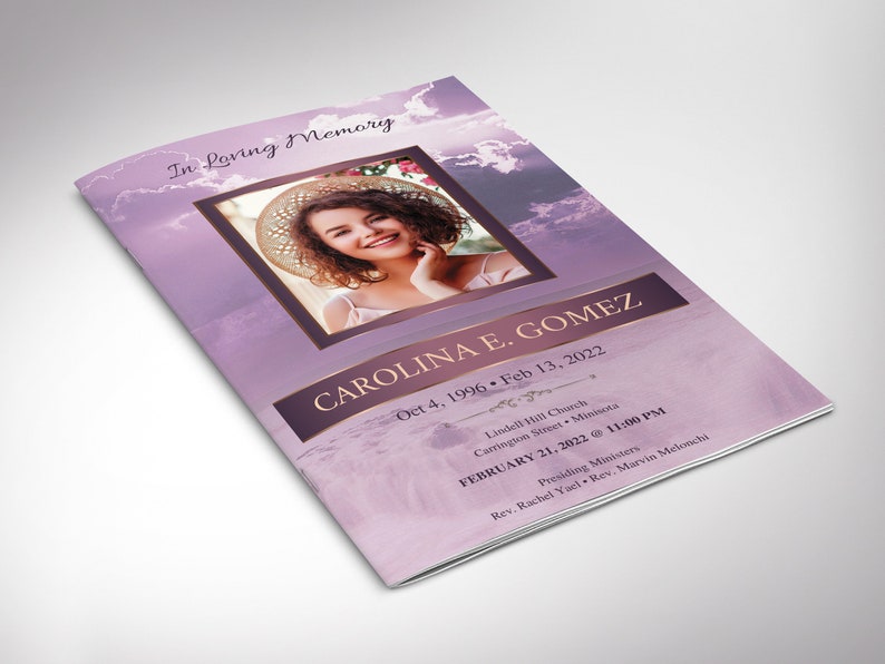 Purple Forever Programme de funérailles, modèle 2, modèle sur toile, célébration d'une vie, programme de nécrologie 8 pages 5,5 x 8,5 pouces image 7