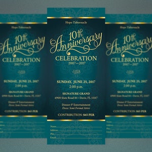 Teal Church Anniversary Ticket Template Word Template, Publisher Pastor Appreciation, Banquet Ticket Size 3x7 in image 9