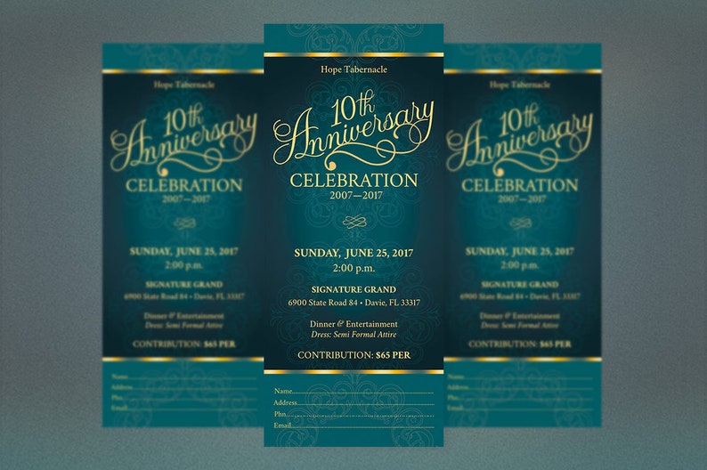 Teal Church Anniversary Ticket Template Word Template, Publisher Pastor Appreciation, Banquet Ticket Size 3x7 in image 9