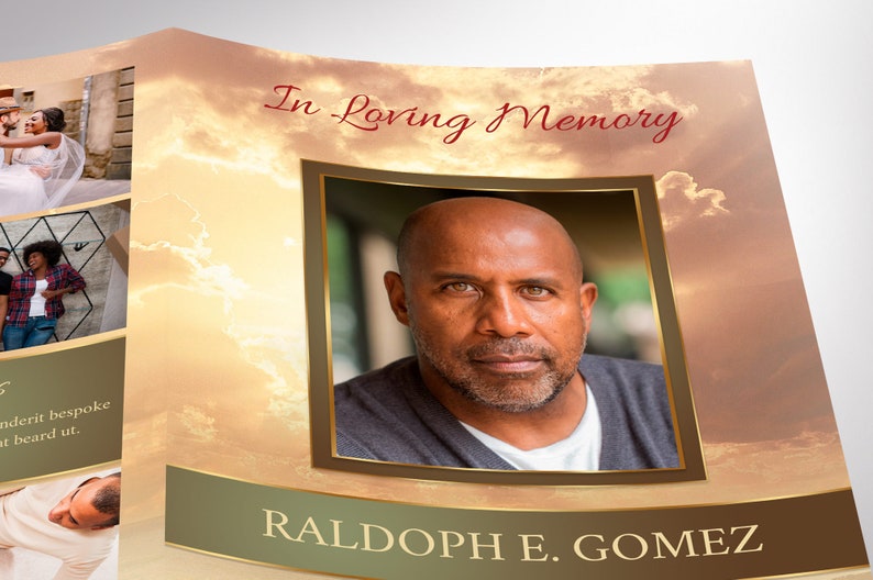 Gold Forever Funeral Program Template, Canva Template Celebration of Life, Obituary Program 8 Pages 5.5x8.5 inches image 7