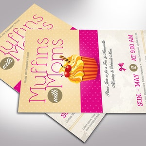 Muffins Moms Flyer Template Word Publisher Parent-Teachers, Meeting Invitation, Mothers Day 5x8 in image 5