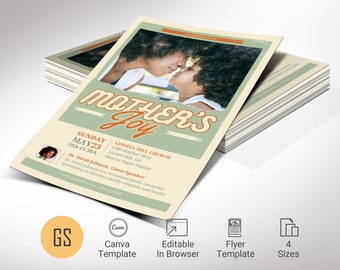 Mothers Joy Flyer Template for Canva | Retro Church Invitation, Women's Day Brunch, Women’s Fellowship | 4 Sizes