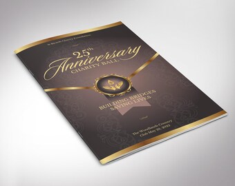 Brown Gold Anniversary Gala Program Canva Template 8 Page 5.5x8.5 Booklet