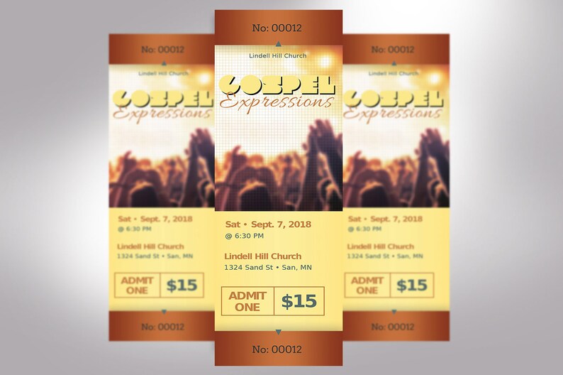 Experience the uplifting spirit of gospel music with our Gospel Concert Ticket Template for Word and Publisher! Sized at 2x6 inches, this beautifully designed ticket template features a radiant yellow and copper background.