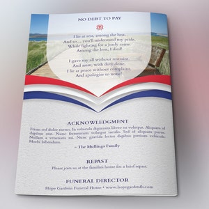 American Military Funeral Program Template Word Template, Publisher 4 Pages Bifold to 5.5x8.5 inches image 4