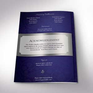 Blue Dignity Funeral Program Template Word Template, Publisher Celebration of Life 4 Pages Bifold to 5.5x8.5 in image 4