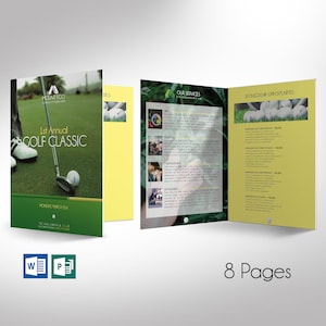 Charity Golf Tournament Brochure Template: 8-Page Program (Digital Download)
