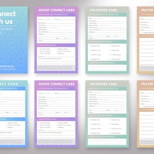 Church Connect Card Template Bundle, Canva Template - Crystal, Church Welcome Card, New Here Guest, 4x6 in