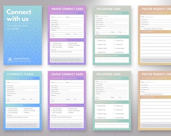 Church Connect Card Template Bundle, Canva Template - Crystal, Church Welcome Card, New Here Guest, 4x6 in